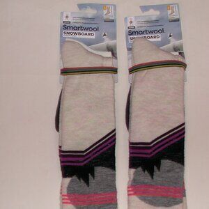 2 Pairs SmartWool Snowboard Full Cushion Moon Energy OTC Socks Women's Large